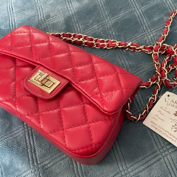 L'ARTIGIANO SORRENTINO || Red leather handbag - Brand New - Picture 1 of 4